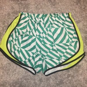 Nike Shorts Green and White Diamond Pattern